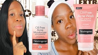 I tried an Oily Skin Care Routine Oily Skincare Routine For Teens NEUTROGENA oil free acne wash [upl. by Elfont]