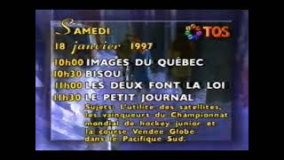 Horaire télé 18 janvier 1997 TQS [upl. by Eillehs]