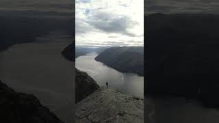 Pulpit Rock from Above Norway travel aerialfootage fjords [upl. by Airitac804]