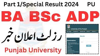 3rd Year BA BSc ADP Results 2024 PU  ADP Part 1 Result 2024  ADA ADS Part 1 Result 2024 PU [upl. by Branen]