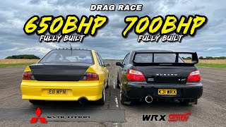 EVO vs STI 700HP SUBARU WRX STI vs 650HP MITSUBISHI EVO 8 [upl. by Lalise]