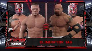 WWE 2K17 GoldbergKalisto VS John CenaSin Cara In A Elimination Tag Match [upl. by Ahsaya900]