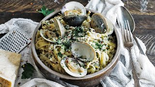 Linguine with Clam Sauce Recipe Pasta Alle Vongole [upl. by Ecinad]