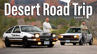 1000 Miles Across the Desert in OUR Toyota AE86 and GTI  Road to Enlightenment Ep1 [upl. by Adrahs]