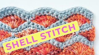 How to crochet the shell stitch Great stitch for baby blankets [upl. by Salamanca677]