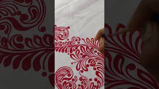 Brush strokes 🖌️🌿 stepbystep tutorialblouse piece design artdesignhandpaintedhandartartist [upl. by Fairfax]