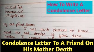 Condolence letter to a friend on his mother death  letter of condolence and sympathy  Condolence [upl. by Arral]