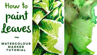 Aquamarkers How to paint leaves  watercolour marker painting tutorial [upl. by Batchelor274]