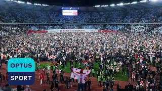 SCENES Georgia fans storm pitch after qualifying for first tournament and knocking out Greece 🇬🇪 [upl. by Alyahsal369]