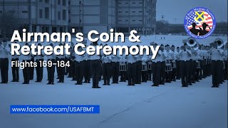 USAF BMT Airmans Coin and Retreat Ceremony Flights 169184  February 21 2024 [upl. by Allveta443]