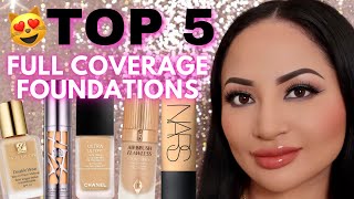 TOP 5 BEST FULL COVERAGE FOUNDATIONS for OILY SKIN NON CAKEY amp LONG WEARING 2022 UPDATE [upl. by Oiliduab]