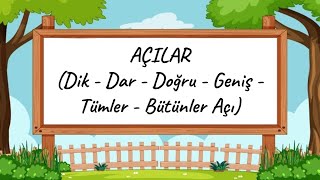 Açılar  Dik Dar Doğru Geniş Tümler ve Bütünler Açı  Matematik Geometri Açılar [upl. by Ielerol193]