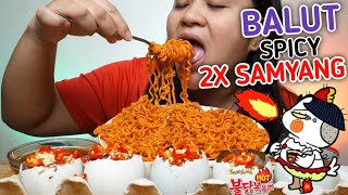 BALUT SPICY NOODLES SAMYANG 2X MUKBANG  ANGHANG SARAP [upl. by Min602]