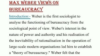 Max Weber BureaucracyNotes Sociology topic BA 3rd year or 6th semester [upl. by Animaj]