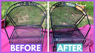 DIY Painting Metal Patio Furniture for an Airbnb [upl. by Atinhoj]