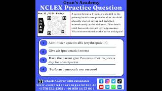 15 Nov NCLEX Practice Questions nursingexam nclexpracticequestions passnclex pediatrics [upl. by Swarts]