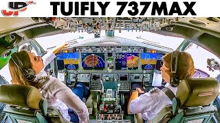 TUIfly Boeing 737MAX Cockpit  Takeoff Ostend Belgium [upl. by Elyrehc]