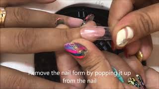 Nail Extension With Bluesky Gum Gel Or Poly Gel No Tips No Froms [upl. by Ingrim]