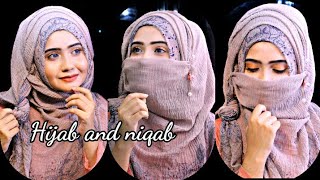 Everyday formal hijab and niqab style with crinkle hijabStep By Step Sanji Da💙 [upl. by Arvind305]