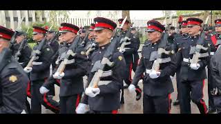 Rifles and Gurkha Bands returning following the Kings Coronation [upl. by Steffane]