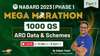 NABARD 2023  Mega Marathon  ARD Data amp Schemes 1000 Question amp Answers  Part 1  By Kailash Sir [upl. by Frederica899]