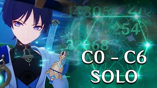 Wanderer C0 to C6 Constellation Comparison  Solo Showcase  Genshin Impact [upl. by Petey340]