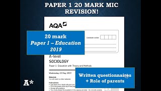 A Sociology How to structure a Method in context Paper 1 Q5  2019 [upl. by Malory]