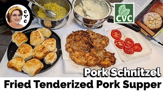 Fried tenderized cube steak homemade biscuits and gravy [upl. by Hamrah]