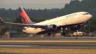 Delta Air Lines N3772H 737800 Takeoff Portland Airport PDX [upl. by Duky946]