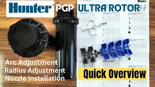 Hunter PGP Ultra Rotor Sprinkler Arc Radius Adjustment and Nozzle Installation sprinklerirrigation [upl. by Ahsitel156]