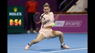 2018 Qatar Total Open Quarterfinals  Simona Halep vs CiCi Bellis  WTA Highlights [upl. by Jadwiga633]