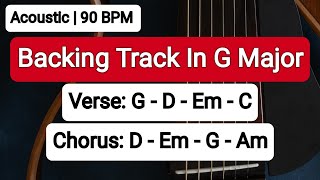 G Major Backing Track Acoustic  Jam Along Now  90 BPM  Guitar Backing Track [upl. by Heger]