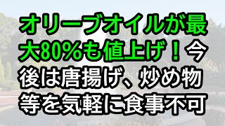 オリーブオイルが最大80％も値上げ！今後は唐揚げ、炒め物等を気軽に食事不可 [upl. by Aniuqaoj]