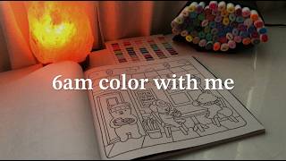 coloring at 6am ☕☀️  color with me  fuzzy hygge coloring book coloring asmr with Ohuhu Markers [upl. by Carny]