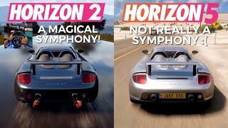 Forza Horizon 5 VS Forza Horizon 2 33 ENGINE SOUNDS COMPARED Logitech G920 Wheel Gameplay 4K [upl. by Hpejsoj697]