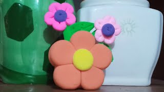 air dry clay flower vase making clay flower vase 🥰 [upl. by Ruddie183]