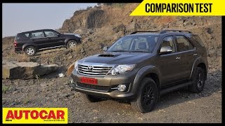 Toyota Fortuner 4X4 AT VS Ssangyong Rexton RX7  Comparison Test  Autocar India [upl. by Zapot404]