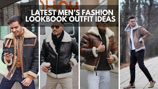 15 Ways To Wear A Shearling JACKET  Different Ways to Style Shearling Coat  Mens Fashion Lookbook [upl. by Justin]