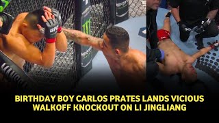 UFC 305 results Carlos Prates birthday present destroys Li Jingliang with impressive KO [upl. by Tager]