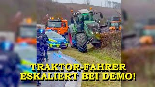 TRAKTORDEMO ESKALIERT  LANDWIRT WILL VOR POLIZEI FLÜCHTEN  SPEKTAKULÄRES POLIZEIMANÖVER [upl. by Gould]