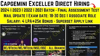 Capgemini Exceller Superset Official Off Campus Direct Hiring 2024  2023 2022 2021 Batch Apply Link [upl. by Ardelis751]