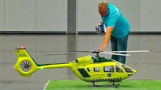 STUNNING BIG RC NEW EC145 T2 VARIO SCALE 15 MODEL HELICOPTER INDOOR FLIGHT DEMONSTRATION [upl. by Nahttam767]