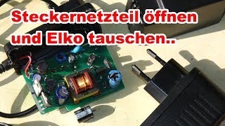 Steckernetzteil Gehäuse öffnen Elko wechseln reparieren Netzteil Reparatur DIY howto [upl. by Inessa]