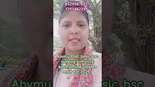 ABVMU post basic bsc nursing entrance exam online classes start for2025 postbscnursingentranceexam [upl. by Ardyce703]