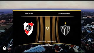 River Plate vs Atletico Mineiro ● Copa Libertadores 2024 ● Gameplay Pes 2021 [upl. by Aratak]