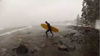 Winter Surfing on Lake Superior During Leap Year Blizzard of 2012 [upl. by Lledrac]