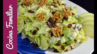 Ensalada Waldorf con nueces queso y manzana Recetas caseras de Javier Romero paso a paso [upl. by Dick]