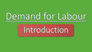 Demand for Labour Introduction [upl. by Darrelle]