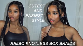 HOW TO SUPER FLAT JUMBO KNOTLESS BOX BRAIDS  EXTREMELY BEGINNER FRIENDLY [upl. by Ortrude]