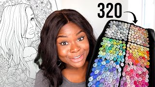 Using ALL 320 MARKERS on a SINGLE COLORING PAGE [upl. by Flight338]